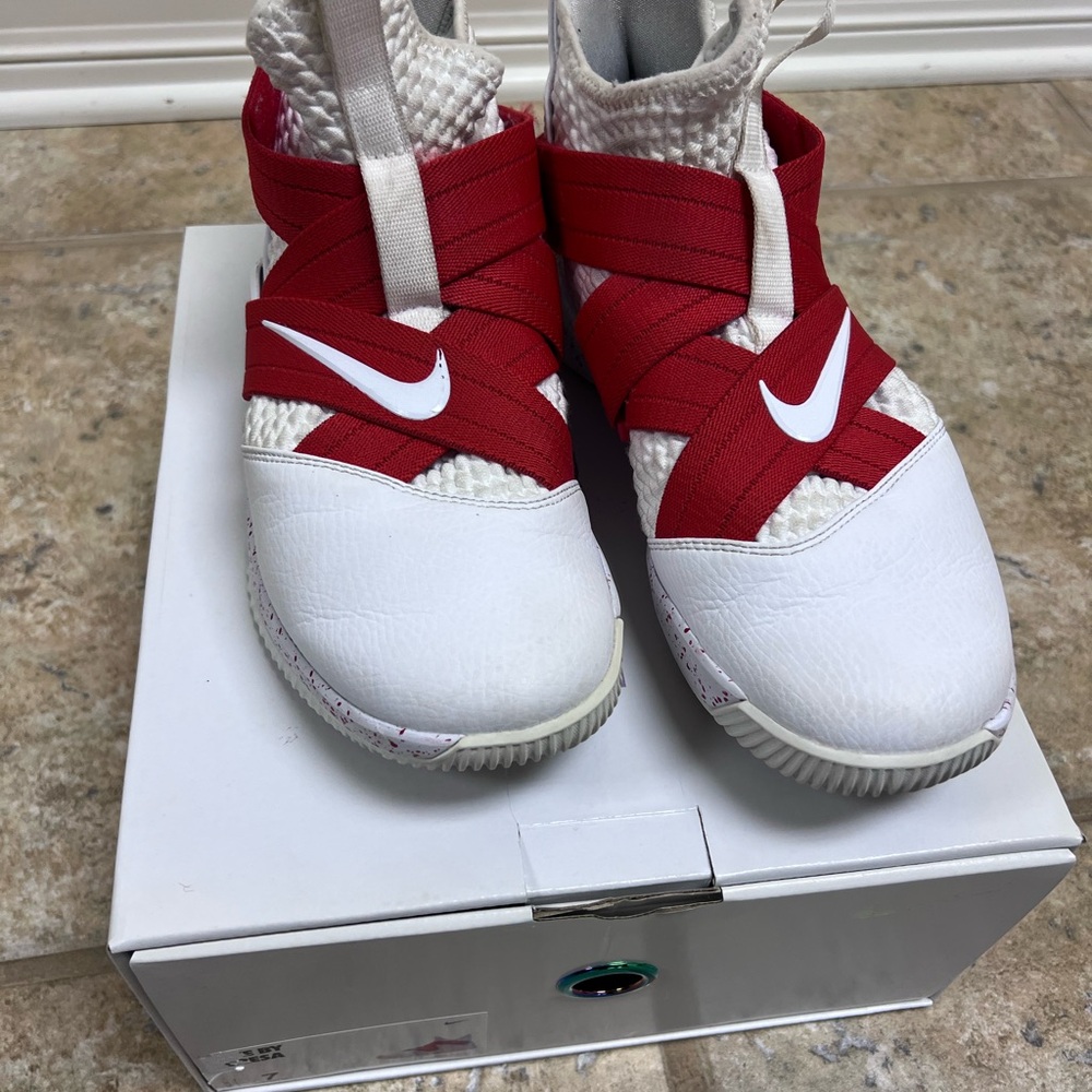 Nike Men’s Lebron Soldier Team Red and White Sneakers